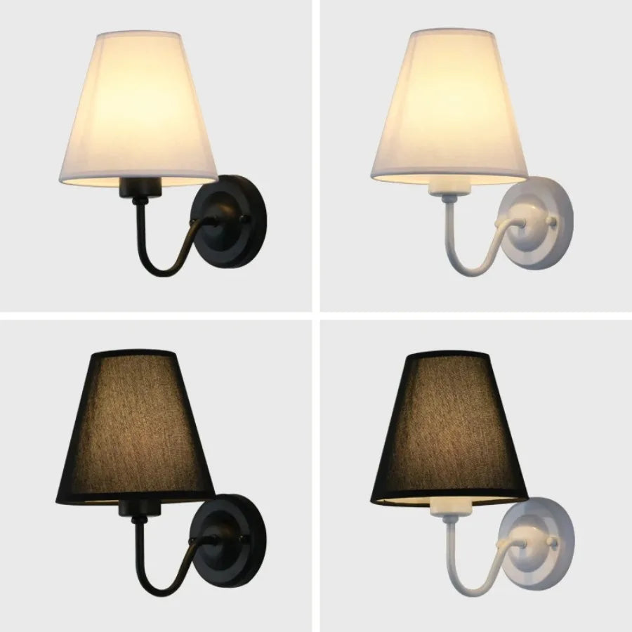LED Fabric Retro Wall Lamp Indoor Lighting Modern E27 Fabric Wall Lamp Family Bedroom Bedside Hotel Lamp
