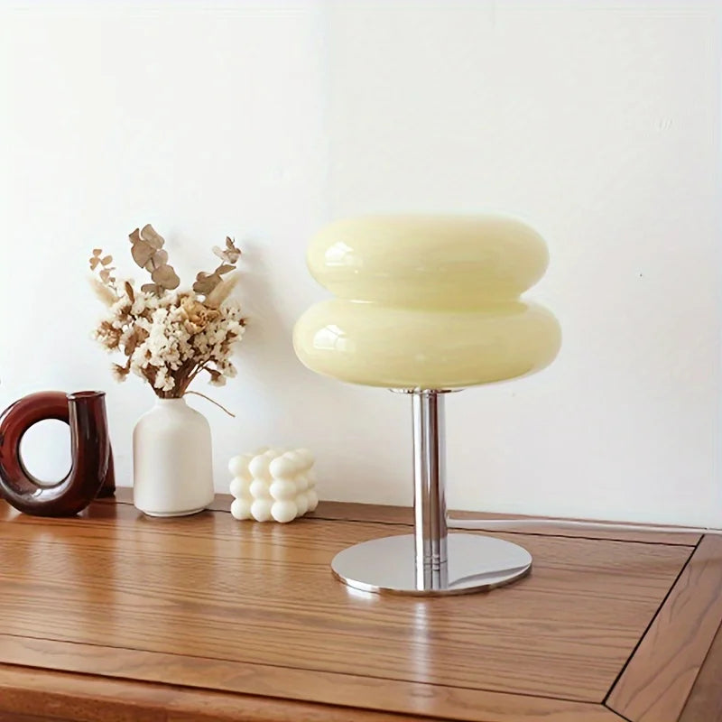 Glass bedside table lamp, bedroom living room retro decoration small LED lamp,Home decoration atmosphere dyeing table lamp