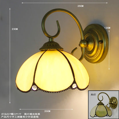 Aesthetic Wall Lamp Led Light Tiffany style Mediterranean Mounted Sconce flower seablue fixture Bedside Decoration