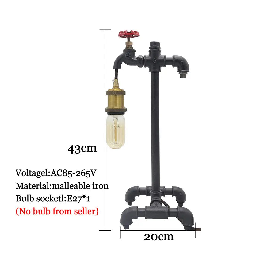 Loft Retro Industrial Wind Table Lamp Creative Led  Desk lamp Bar Cafe Study Bedroom Water Pipe Decorative Lamp