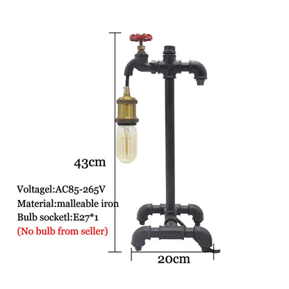 Loft Retro Industrial Wind Table Lamp Creative Led  Desk lamp Bar Cafe Study Bedroom Water Pipe Decorative Lamp
