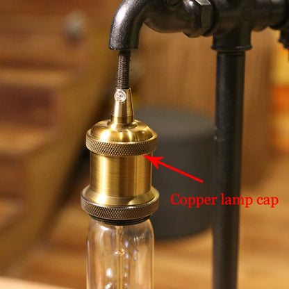 Loft Retro Industrial Wind Table Lamp Creative Led  Desk lamp Bar Cafe Study Bedroom Water Pipe Decorative Lamp