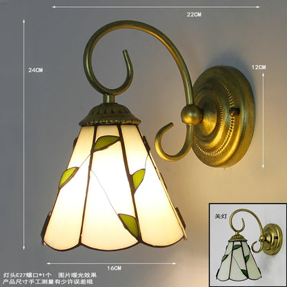 Aesthetic Wall Lamp Led Light Tiffany style Mediterranean Mounted Sconce flower seablue fixture Bedside Decoration