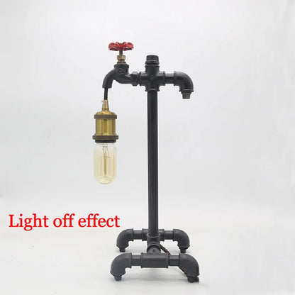 Loft Retro Industrial Wind Table Lamp Creative Led  Desk lamp Bar Cafe Study Bedroom Water Pipe Decorative Lamp