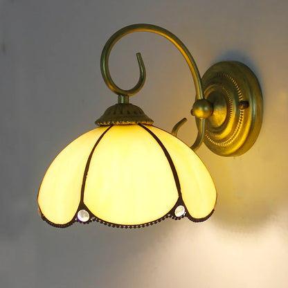 Aesthetic Wall Lamp Led Light Tiffany style Mediterranean Mounted Sconce flower seablue fixture Bedside Decoration