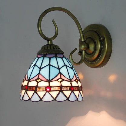 Aesthetic Wall Lamp Led Light Tiffany style Mediterranean Mounted Sconce flower seablue fixture Bedside Decoration