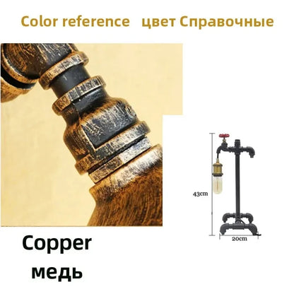 Loft Retro Industrial Wind Table Lamp Creative Led  Desk lamp Bar Cafe Study Bedroom Water Pipe Decorative Lamp