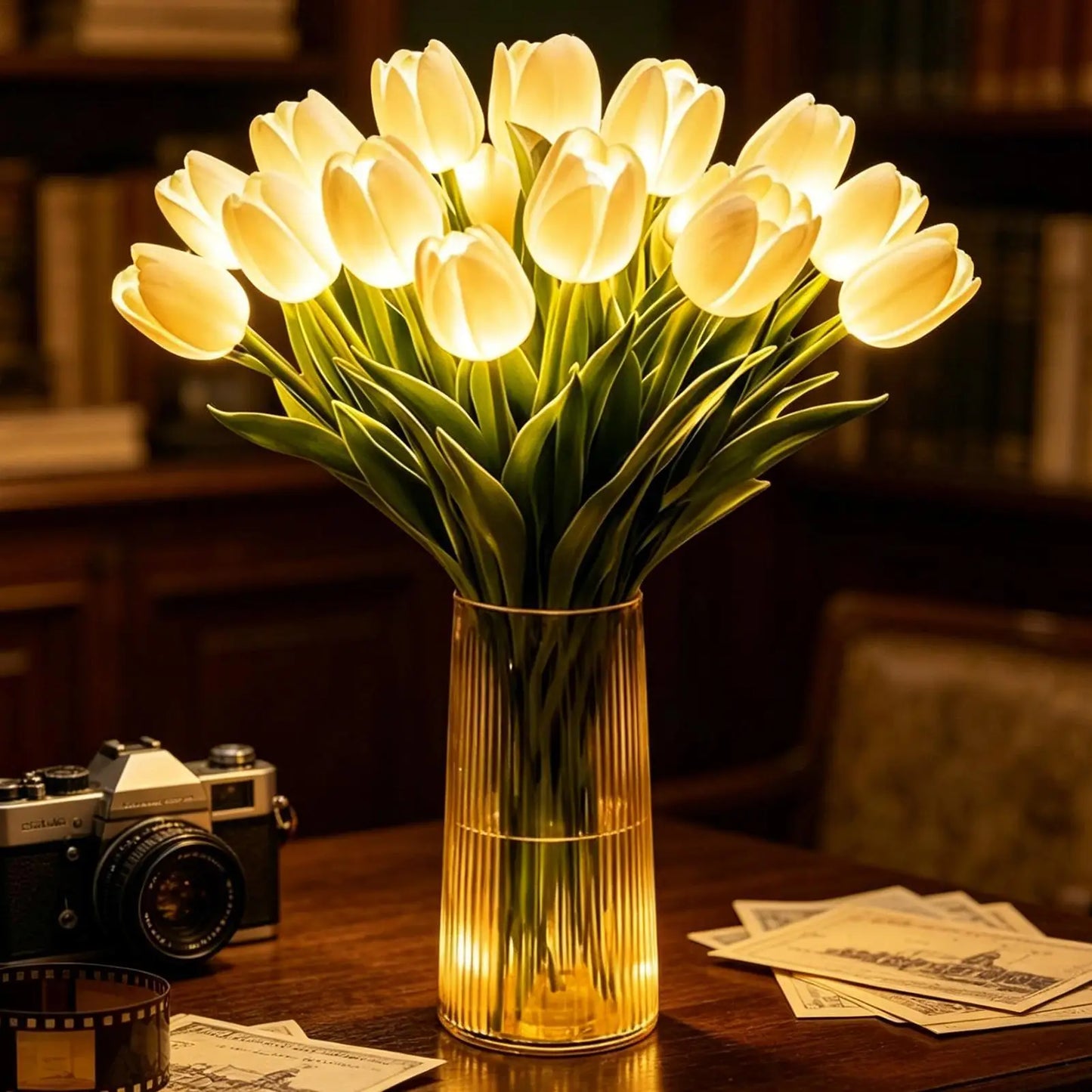 tulip shaped Floral Lamp Romantic Decorative Desk LED Night Light For Home Living Room Bedroom Indoor Outdoor Table Bedside