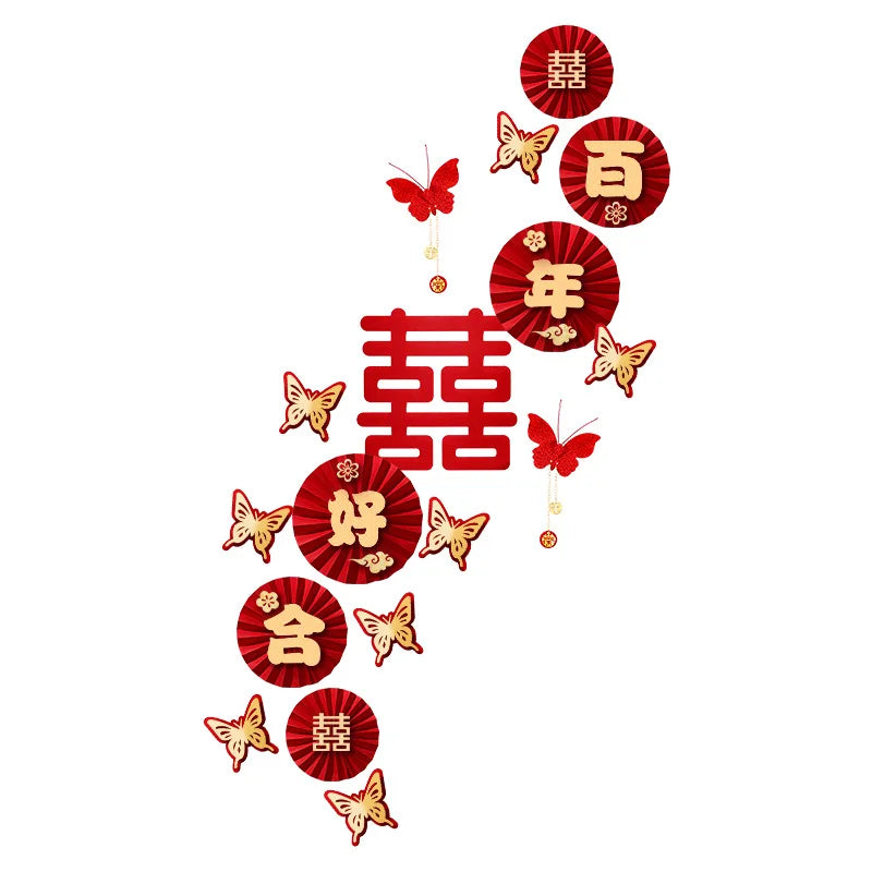 Chinese Wedding Decoration Supplies Set Woman Man Romantic Entry Into the Living Room Wall Wedding Room Decoration Characters