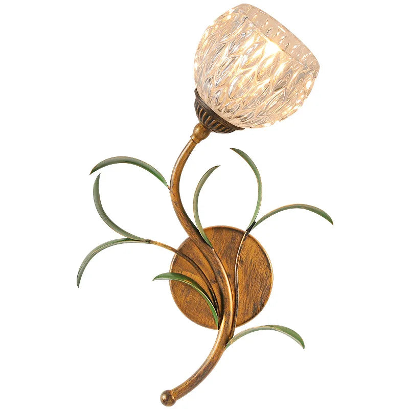French Wall Lamp Living Room Modern Minimalist Romantic Flower Pastoral Room Flower Bedroom Bedside Wall Light Retro Lamp