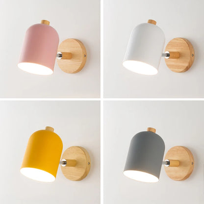 Room Wall Lights Wall Decor Nordic Bedside Wall Lamps Macaroon Steering Head Wood Hanging Sconce Living/Bedroom Reading Lighting