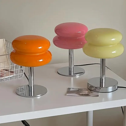 Glass bedside table lamp, bedroom living room retro decoration small LED lamp，Home decoration atmosphere dyeing table lamp