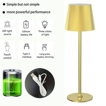 Striped Table Lamp Rechargeable Dimmable For Living Room Bedroom Study Office Dining Table Indoor Lighting LED Desk Lamp
