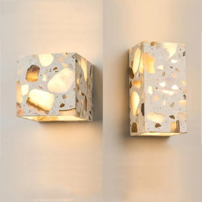 Modern Terrazzo Wall Lamp Wabi Sabi Marble Stone Texture LED Sconce Creative Lighting Fixture for Living Room Bedroom Cafe Decor