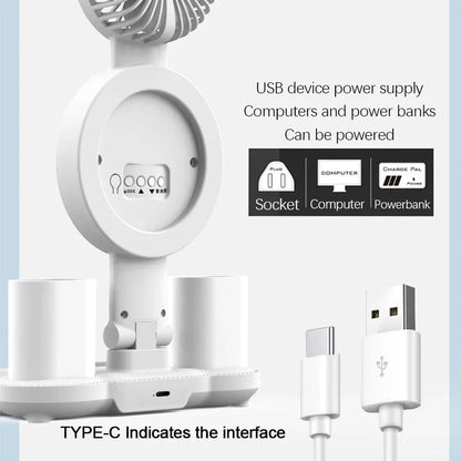 LED Table Lamp with Fan And Clock Display Reading Desk Light for Study Night Light Adjustable Brightness