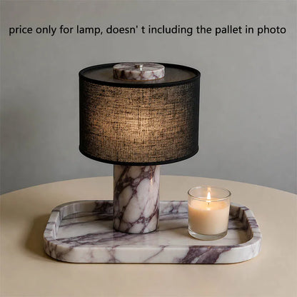 Luxury Marble Table Lamp with Fabric Shade | Modern Decorative Bedside Light for Living Room & Bedroom