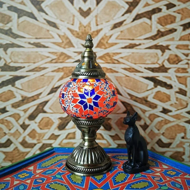 2026 Classical Turkish Stained Glass Lampshade Romantic Mosaic Retro Table Lamp Bedroom Study Cafe Homestay Decoration Table Lam