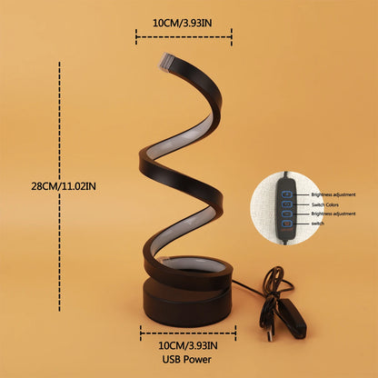 Spiral Table Lamp, Modern Creative Design, Suitable for Home Decoration, Suitable for Dining Room, Living Room, Bedroom