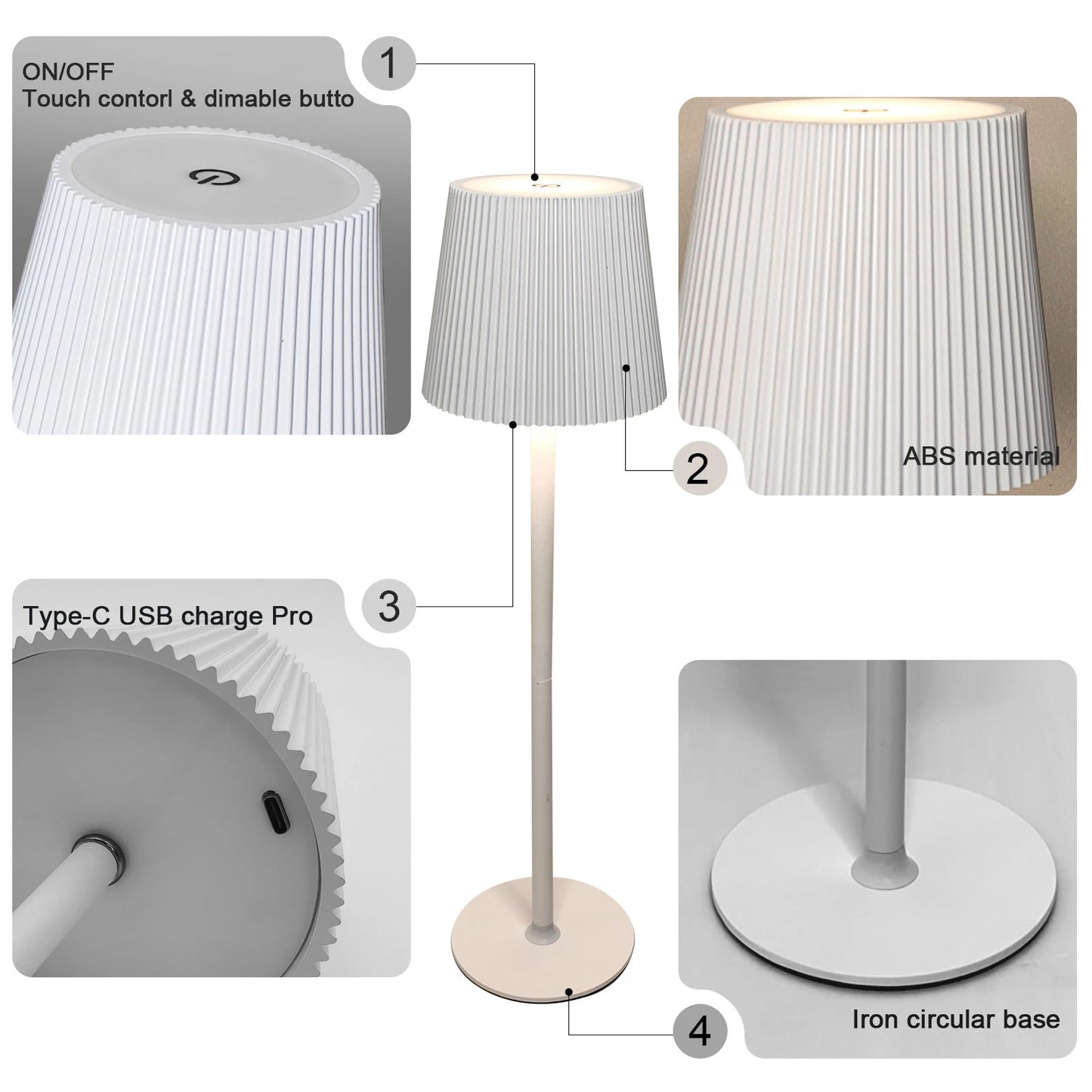 Striped Table Lamp Rechargeable Dimmable For Living Room Bedroom Study Office Dining Table Indoor Lighting LED Desk Lamp