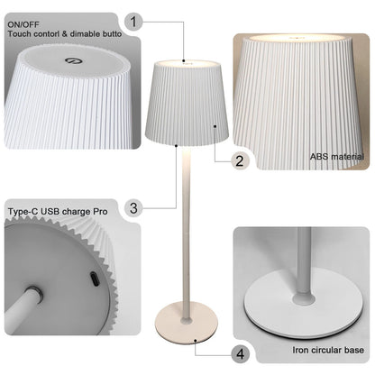 Striped Table Lamp Rechargeable Dimmable For Living Room Bedroom Study Office Dining Table Indoor Lighting LED Desk Lamp