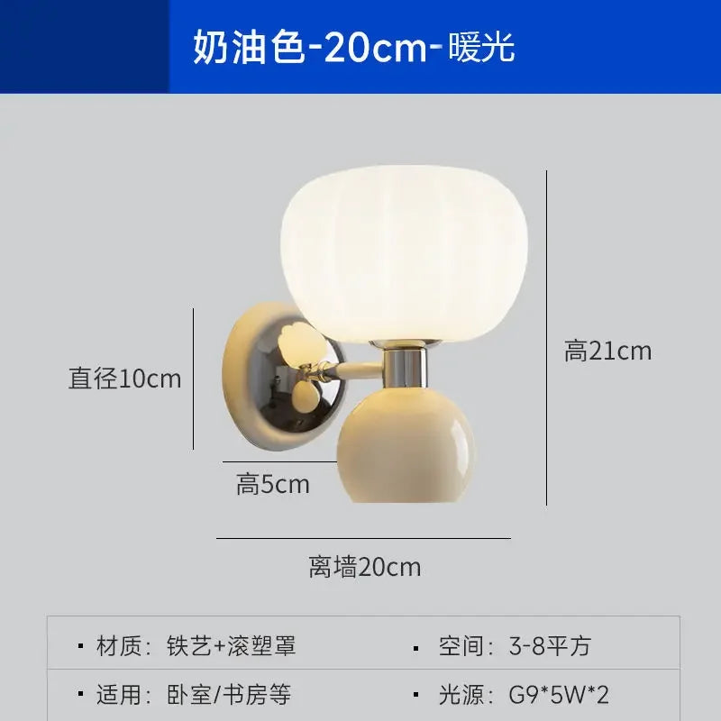 Wall Decor Room Decor Cream Style Creative Middle Lamp Bedroom Bedside Aisle Lamp Balcony Double Head Background Wall Wall Lamp