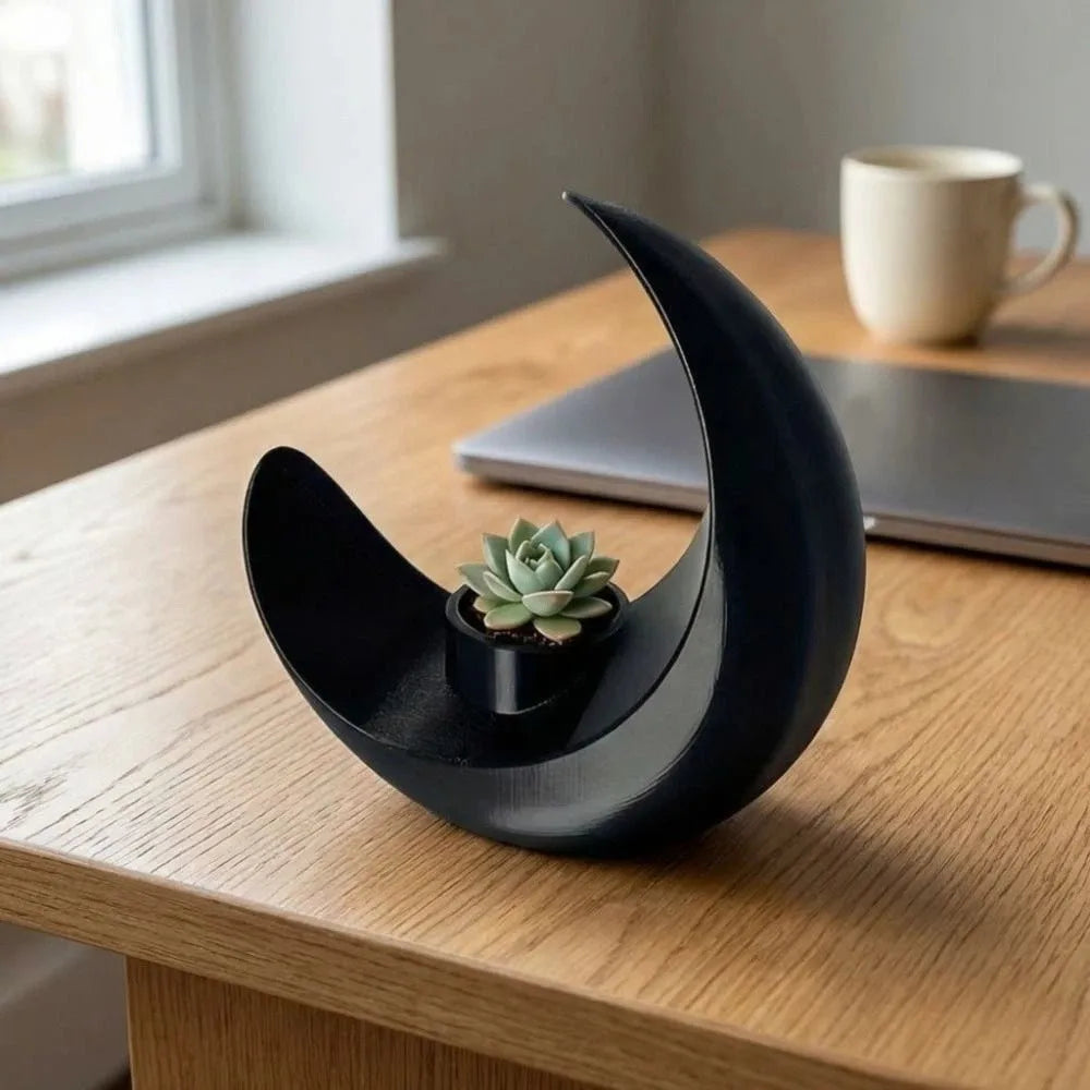 Creative Modern Moon-Shaped Flower Pots Minimalist Decorative Flower Holder Plastic Decorative Flower Vase Living Room