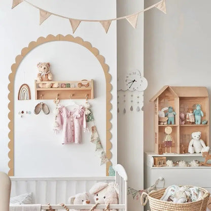 Wood Wall Arch Decor DIY Unfinished Wooden Frame Scalloped Crafts Trim Accent Furniture Molding Kids Room Nursery Decals