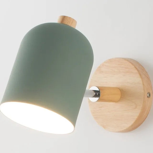 Room Wall Lights Wall Decor Nordic Bedside Wall Lamps Macaroon Steering Head Wood Hanging Sconce Living/Bedroom Reading Lighting