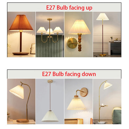 Table Lamp Cover DIY Pleated Lamp cover Wall Lamp/floor Lamp/pendant lamp Handmade Cloth cover Washable E27 Lighting Accessories