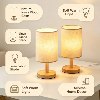 LED Table Lamps Simple Chinese Style Decoration Lamp Dimmable USB Plug Night Light Fabric Lampshade Bedroom Bedside Lighting
