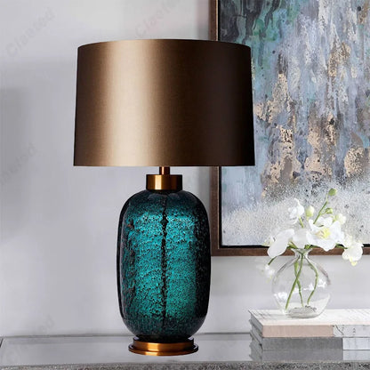 Modern Minimalist LED European Glass Table Lamp Hotel Guest Room Living Room Study Bedroom Bedside Decorative Lighting Lamps