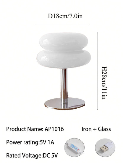 LED Table Lamp Macaron Glass Lustre Trichromatic Dimming Living Room Bedroom Study Atmosphere Lamps Eye Protection Night Light