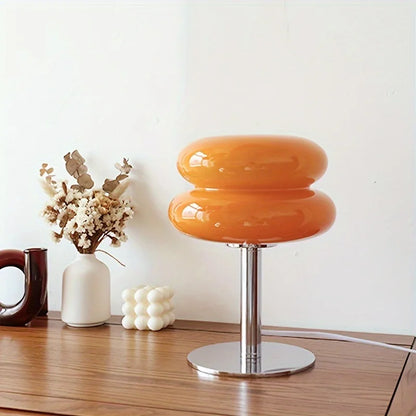 Glass bedside table lamp, bedroom living room retro decoration small LED lamp，Home decoration atmosphere dyeing table lamp