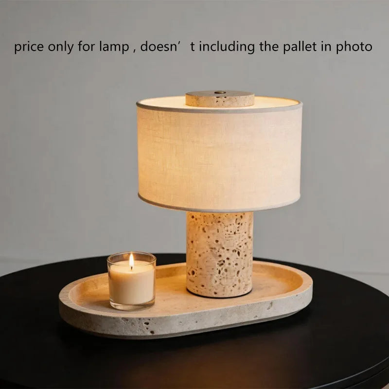 Luxury Marble Table Lamp with Fabric Shade | Modern Decorative Bedside Light for Living Room & Bedroom