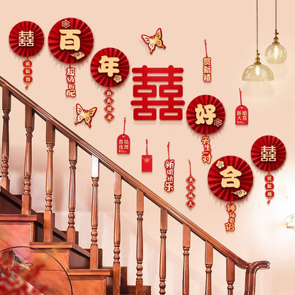 Chinese Wedding Decoration Supplies Set Woman Man Romantic Entry Into the Living Room Wall Wedding Room Decoration Characters