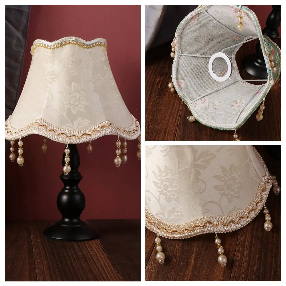 E27 Table Lamp Shade 25CM Pearl Tassel Wall Lamp Cover Shading Luxury Floor Lamp Dust Cover Bedroom Wall