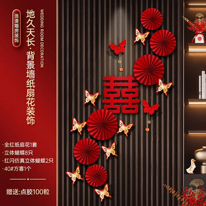 Chinese Wedding Decoration Supplies Set Woman Man Romantic Entry Into the Living Room Wall Wedding Room Decoration Characters