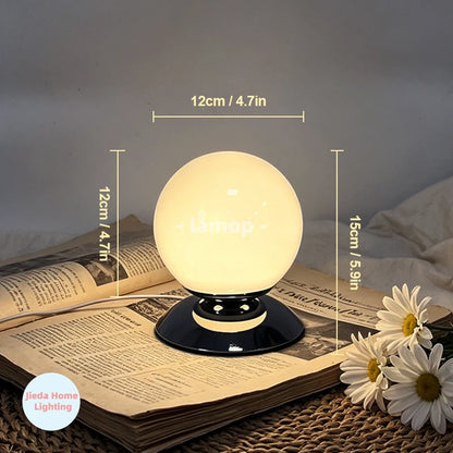 Globe Plinth Glass Table Lamp Italian Geometric Retro Bedside Lamp 3 Color Temperature Coffee Table Homestay Decor Table Lamp