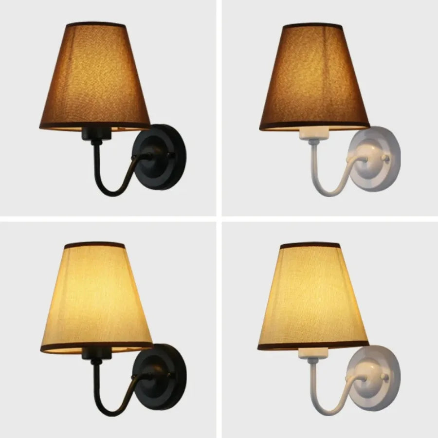 LED Fabric Retro Wall Lamp Indoor Lighting Modern E27 Fabric Wall Lamp Family Bedroom Bedside Hotel Lamp