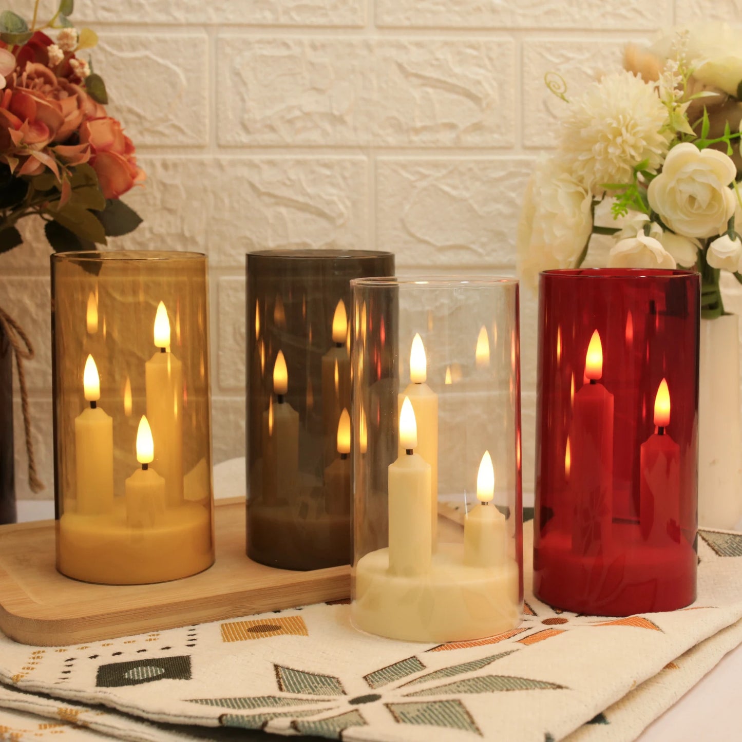 3 In1 Flameless LED Taper Candles Battery