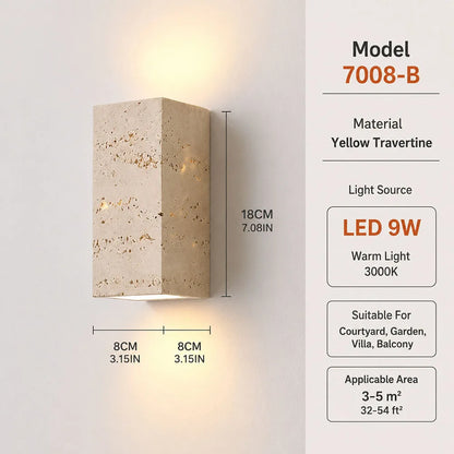 Natural Travertine Wall Lamp LED Semi Circle Wall Sconce Wabi-Sabi Art Wall Lighting For Living Room Dining Room Bedroom Decor
