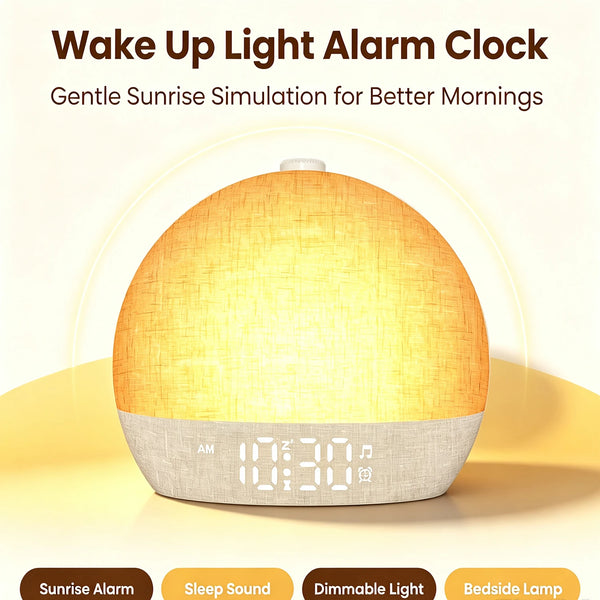 Wake‑Up Light Alarm Clock Sunrise Simulation RGB Night Lamp White Noise Sound Machine Dimmable Digital Clock Snooze Sleep Timer