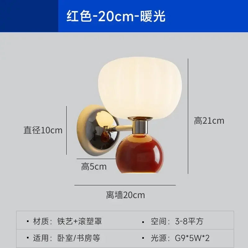 Wall Decor Room Decor Cream Style Creative Middle Lamp Bedroom Bedside Aisle Lamp Balcony Double Head Background Wall Wall Lamp