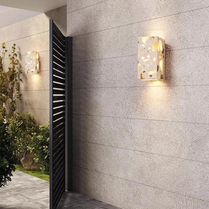 Modern Terrazzo Wall Lamp Wabi Sabi Marble Stone Texture LED Sconce Creative Lighting Fixture for Living Room Bedroom Cafe Decor