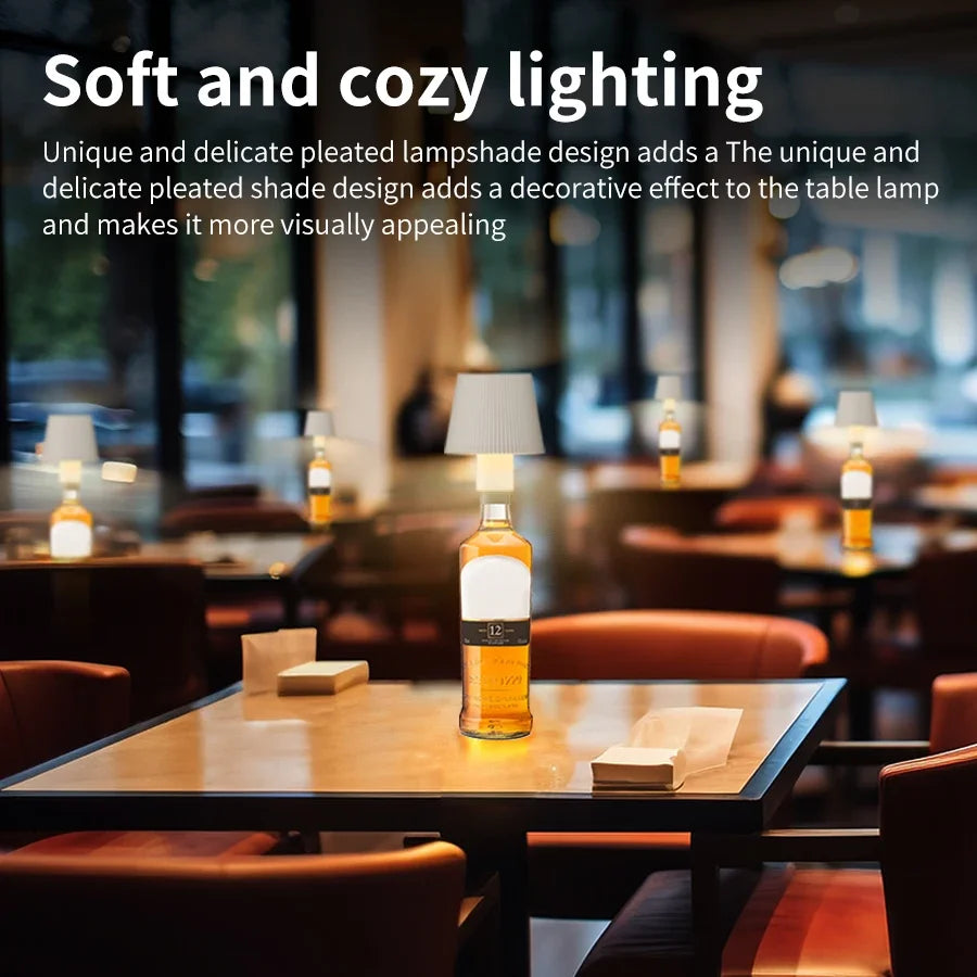 LED Wine Bottle Lamp Head Table Lamp Removable and Removable Portable Charging Decoration for Living Room Bedroom Bar Lighting
