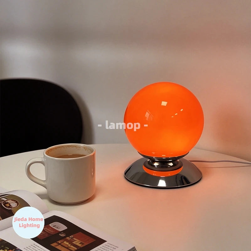 Globe Plinth Glass Table Lamp Italian Geometric Retro Bedside Lamp 3 Color Temperature Coffee Table Homestay Decor Table Lamp