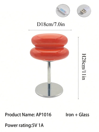 LED Table Lamp Macaron Glass Lustre Trichromatic Dimming Living Room Bedroom Study Atmosphere Lamps Eye Protection Night Light