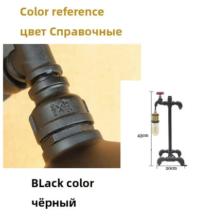 Loft Retro Industrial Wind Table Lamp Creative Led  Desk lamp Bar Cafe Study Bedroom Water Pipe Decorative Lamp
