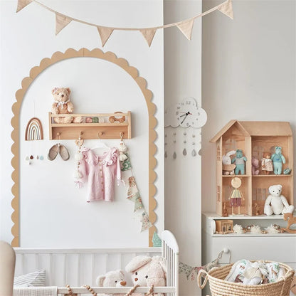 Rustic Wood Wall Arch Decor DIY Unfinished Wooden Frame Scalloped Crafts Trim Accent Furniture Molding Kids Room Nursery Decals