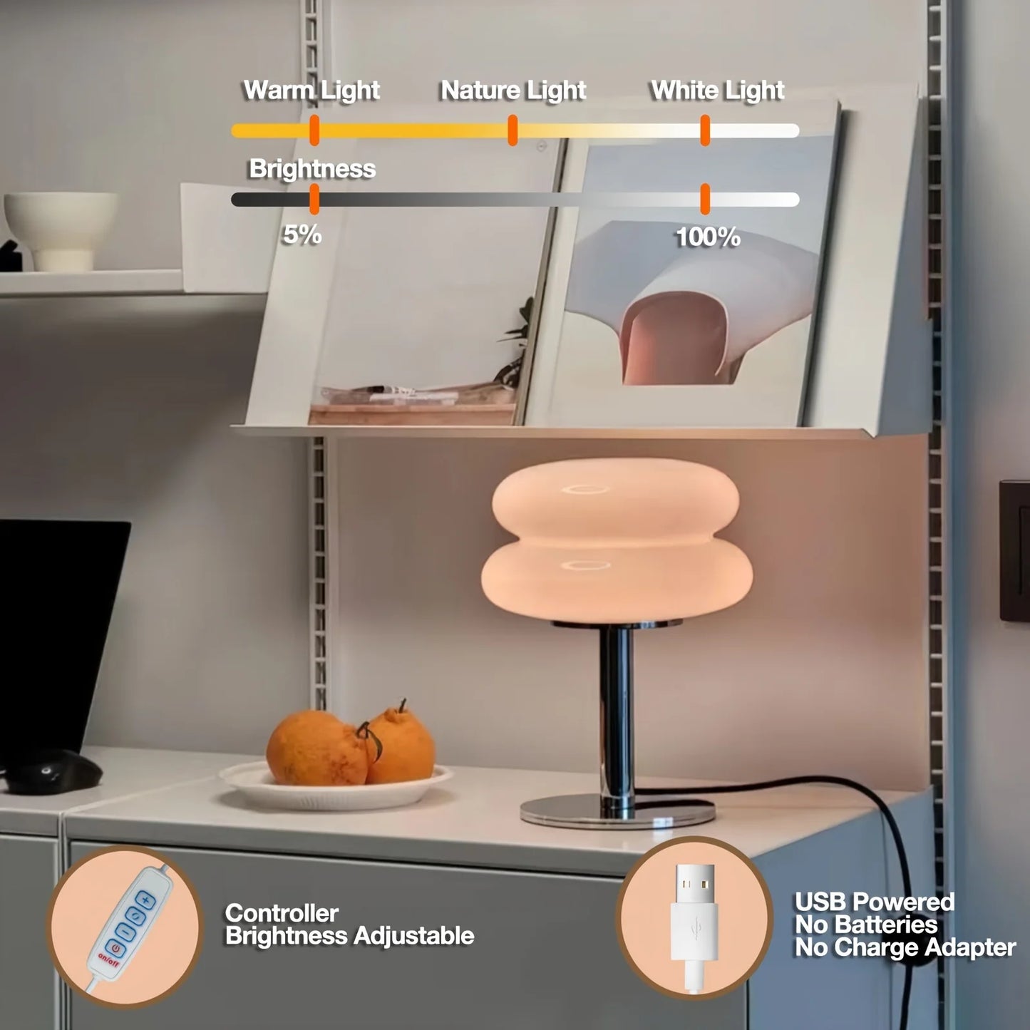 Glass bedside table lamp, bedroom living room retro decoration small LED lamp，Home decoration atmosphere dyeing table lamp